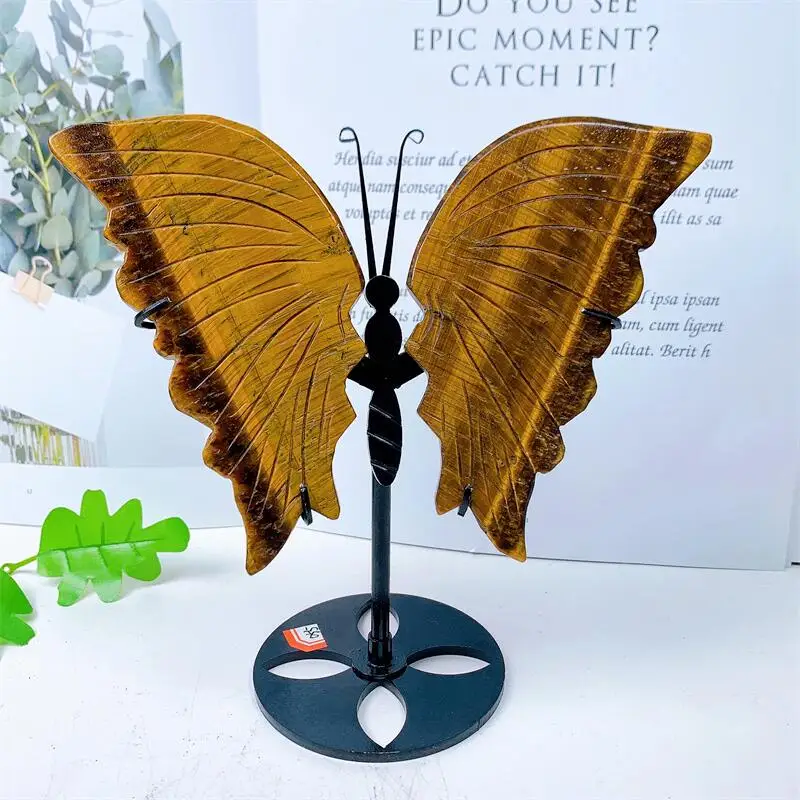 Natural Tiger Eye Stone Butterfly Wings Crystal Carving Crafts Healing Energy Stone Home Decoration Fengshui Birthday Gift 1pair
Natural Tiger Eye Stone Butterfly Wings Crystal Carving Crafts Healing Energy Stone Home Decoration Fengshui Birthday Gift 1pair