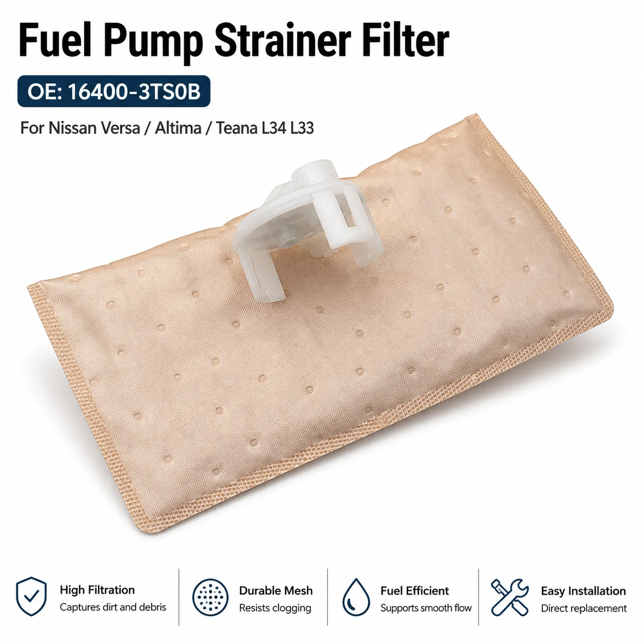 16400-3TS0B Fuel Pump Strainer Filter For Nissan Altima Teana L33 L34 Murano Versa 2013-2023 Fuel Pump Filter Screen
16400-3TS0B Fuel Pump Strainer Filter For Nissan Altima Teana L33 L34 Murano Versa 2013-2023 Fuel Pump Filter Screen