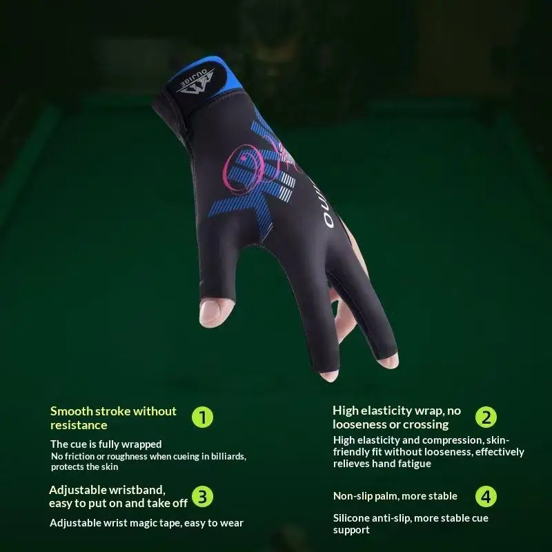 Open Finger Billiard Gloves Breathable Polyester Snooker Pool Glove Anti-Slip Adjustable Billiard Training Cue Glove
Open Finger Billiard Gloves Breathable Polyester Snooker Pool Glove Anti-Slip Adjustable Billiard Training Cue Glove