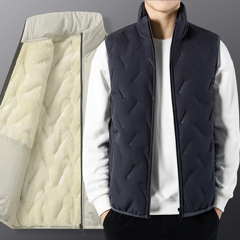 Stand Collar Sheepskin Sleeveless Jacket Men's Fleece-Lined Vest Outdoor Windproof Waistcoat Autumn Winter Thickened Warm Vest
Stand Collar Sheepskin Sleeveless Jacket Men's Fleece-Lined Vest Outdoor Windproof Waistcoat Autumn Winter Thickened Warm Vest