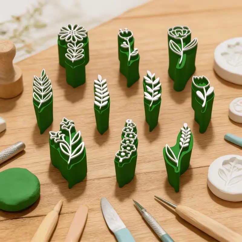 New 10Pcs Flower Leaf Clay Stamp Mould Set DIY Embossing Tool For Polymer Clay Wax Resin Handcraft Pottery Making Supplies
New 10Pcs Flower Leaf Clay Stamp Mould Set DIY Embossing Tool For Polymer Clay Wax Resin Handcraft Pottery Making Supplies
