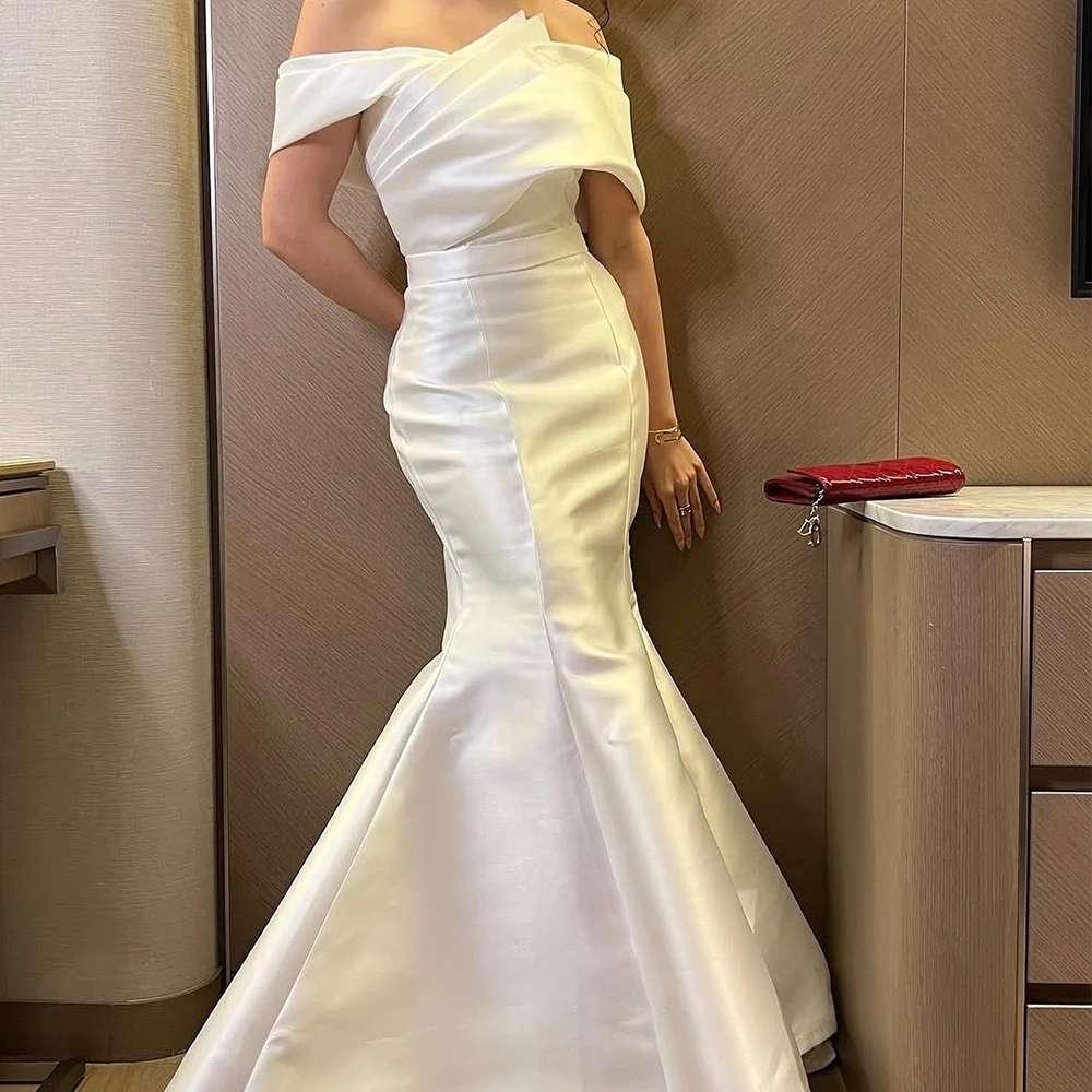 Customized Graceful Mermaid Off the Shoulder Satin Evening Dress Modern Floor Length Boat Neck Short Sleeves Vestido De Festa
Customized Graceful Mermaid Off the Shoulder Satin Evening Dress Modern Floor Length Boat Neck Short Sleeves Vestido De Festa