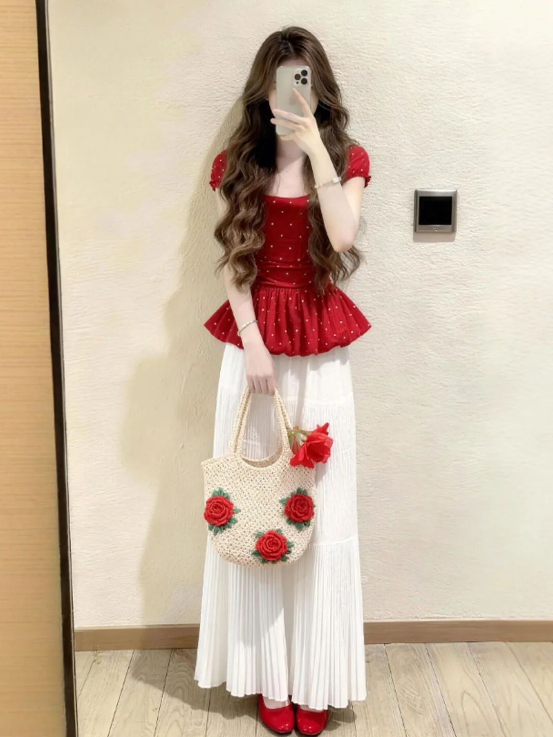 Unique Vintage Red Top And Skirt Set Beautiful Complete Two-Piece Summer Outfit Comfortable Cotton Material Fashionable Student
Unique Vintage Red Top And Skirt Set Beautiful Complete Two-Piece Summer Outfit Comfortable Cotton Material Fashionable Student
