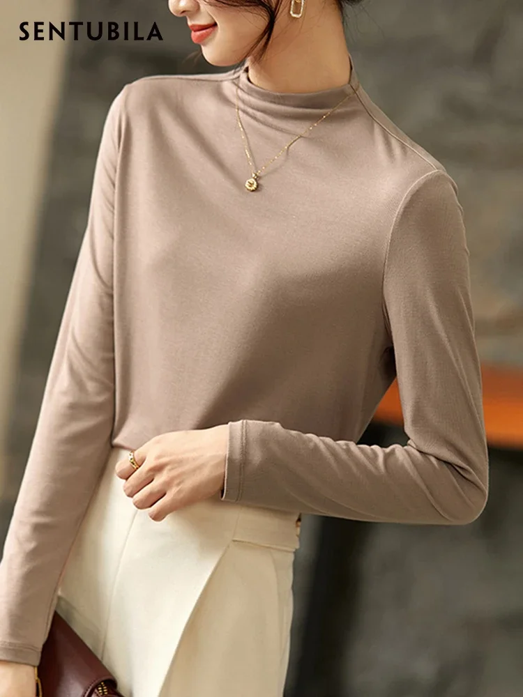 SENTUBILA Long Sleeve T-shirt For Women 2025 Spring Fashion Basic Top Female Soft Slim Tee Shirts Woman Clothing 121T40273
SENTUBILA Long Sleeve T-shirt For Women 2025 Spring Fashion Basic Top Female Soft Slim Tee Shirts Woman Clothing 121T40273