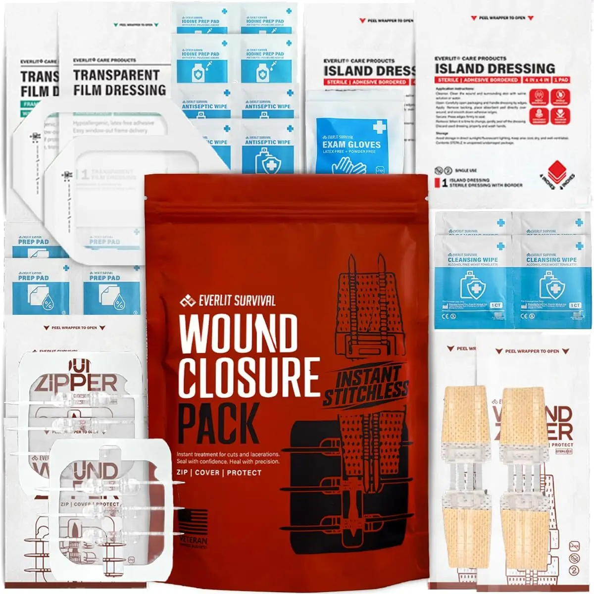 4-Pack Wound Closure Device - Suture-Free, Sterile Butterfly Bandage for Cuts & Lacerations - Emergency First Aid Care
4-Pack Wound Closure Device - Suture-Free, Sterile Butterfly Bandage for Cuts & Lacerations - Emergency First Aid Care