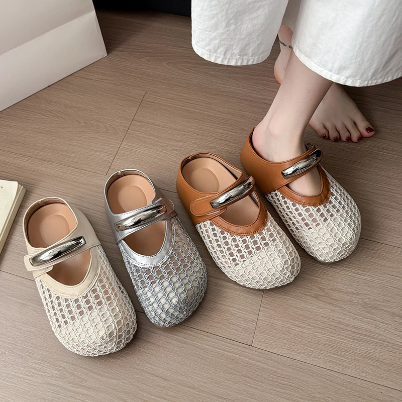 Flat Mesh Slippers for Women Summer Shoes 2025 New Fashion Round Toe Metal Soft Sole Non-slip Wear-resistant Sandals Flip Flops
Flat Mesh Slippers for Women Summer Shoes 2025 New Fashion Round Toe Metal Soft Sole Non-slip Wear-resistant Sandals Flip Flops
