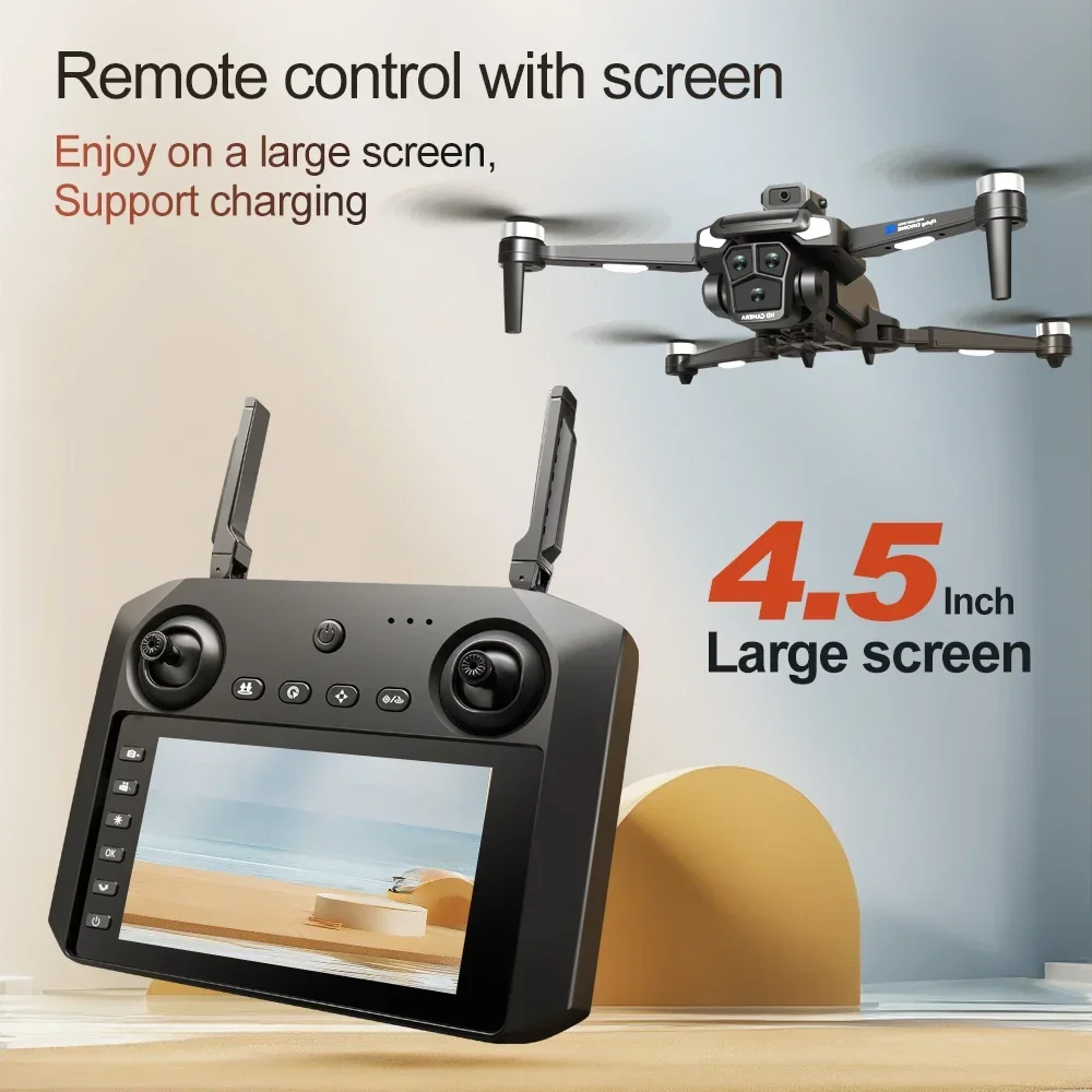 Drone 4K HD,Brushless Motor,Avoidance,Drones with 4.5" Screen on control,Three Cameras Quadcopter gifts for Children and Adults
Drone 4K HD,Brushless Motor,Avoidance,Drones with 4.5" Screen on control,Three Cameras Quadcopter gifts for Children and Adults