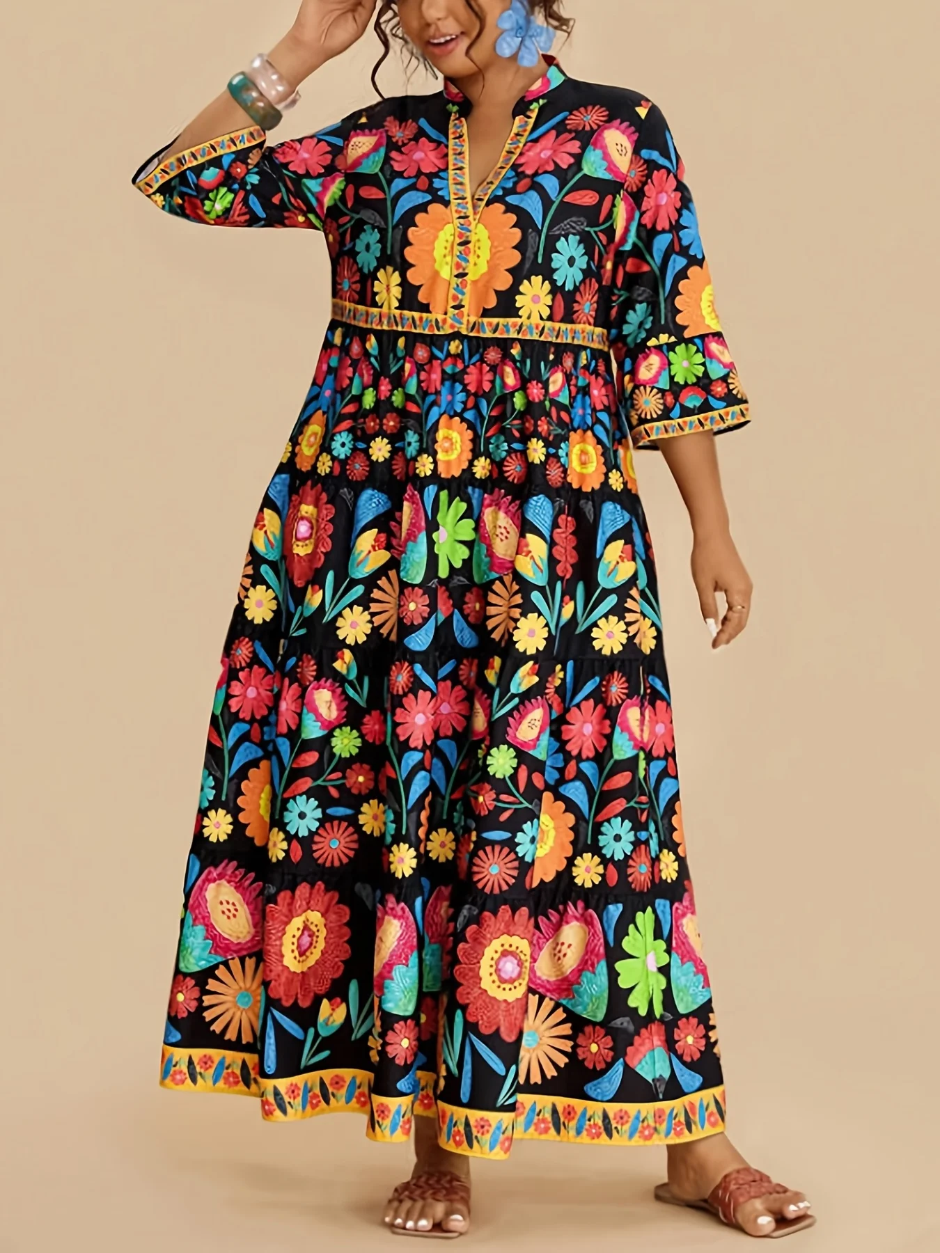 plus Size Elegant Women's Spring Summer Bohemian Print Long Dress V-Neck Casual Vacation Commute Dress
plus Size Elegant Women's Spring Summer Bohemian Print Long Dress V-Neck Casual Vacation Commute Dress