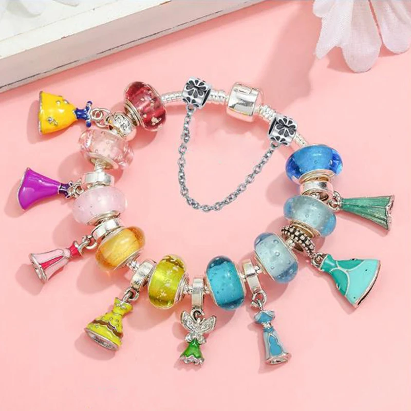 Colorful Enamel Disney Princess Dress Charms Bracelet Girls Colors Glass Beads DIY Jewelry For Women Cartoon Skirt Dangle Bangle
Colorful Enamel Disney Princess Dress Charms Bracelet Girls Colors Glass Beads DIY Jewelry For Women Cartoon Skirt Dangle Bangle