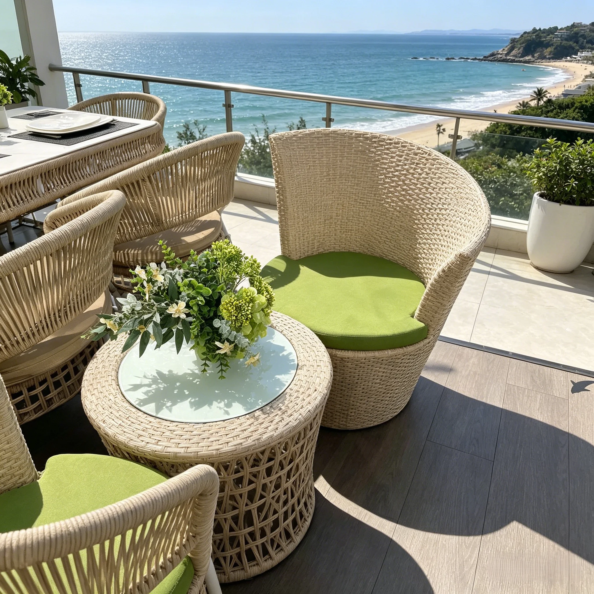 # Outdoor Leisure Style Hand-woven PE Material 2-Seater Tea Table Chair Combination Three-piece Set
# Outdoor Leisure Style Hand-woven PE Material 2-Seater Tea Table Chair Combination Three-piece Set