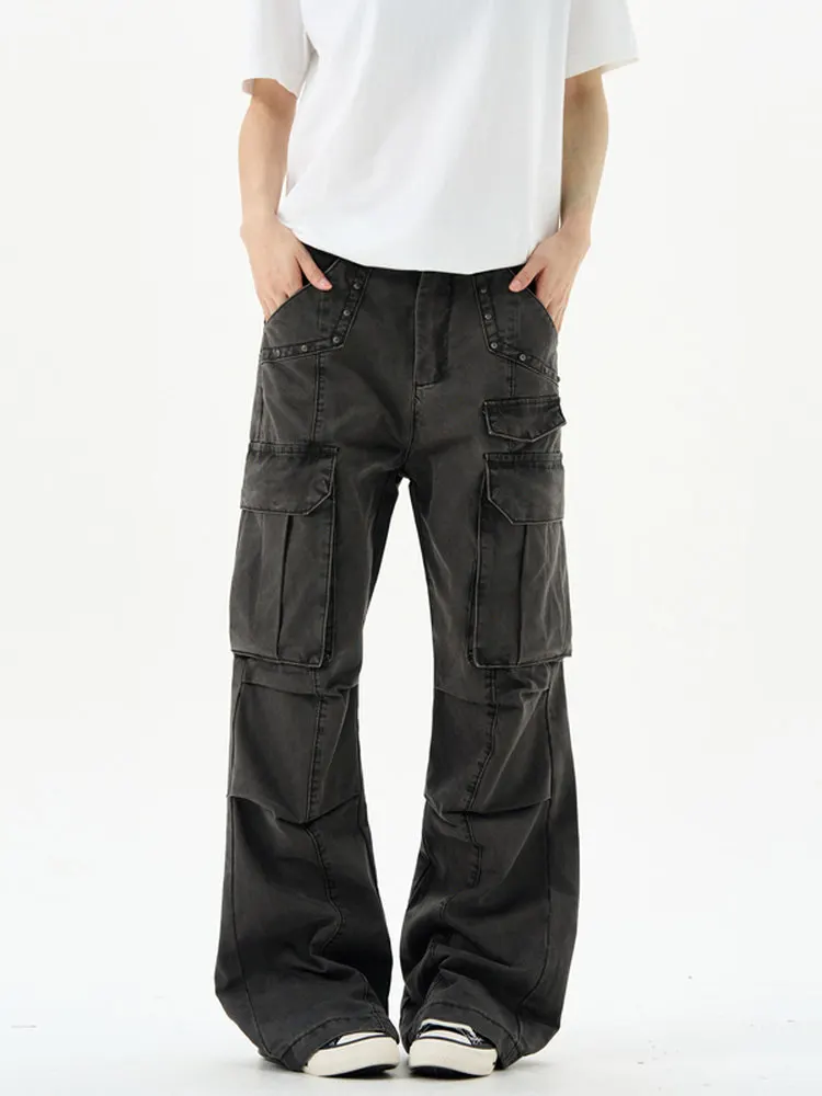 Retro American High Street Men's Cargo Pants Rivet Wide Leg Straight Cut Casual Trousers Women's Trendy Long Pants
Retro American High Street Men's Cargo Pants Rivet Wide Leg Straight Cut Casual Trousers Women's Trendy Long Pants
