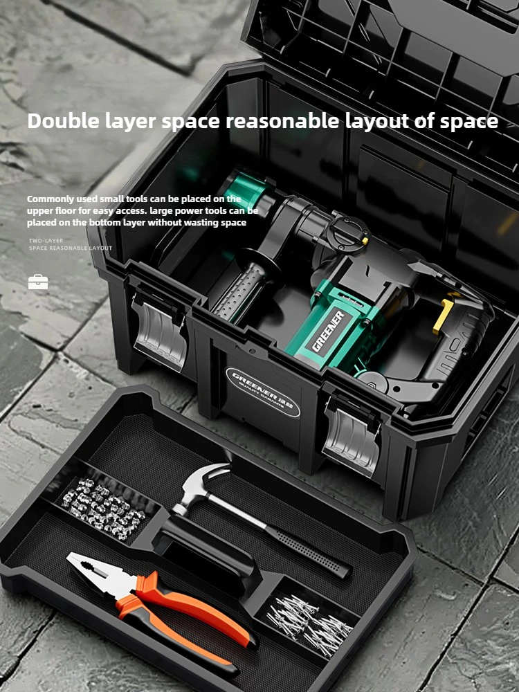 Multifunctional electric hardware tool storage box stacking woodworking toolbox
Multifunctional electric hardware tool storage box stacking woodworking toolbox