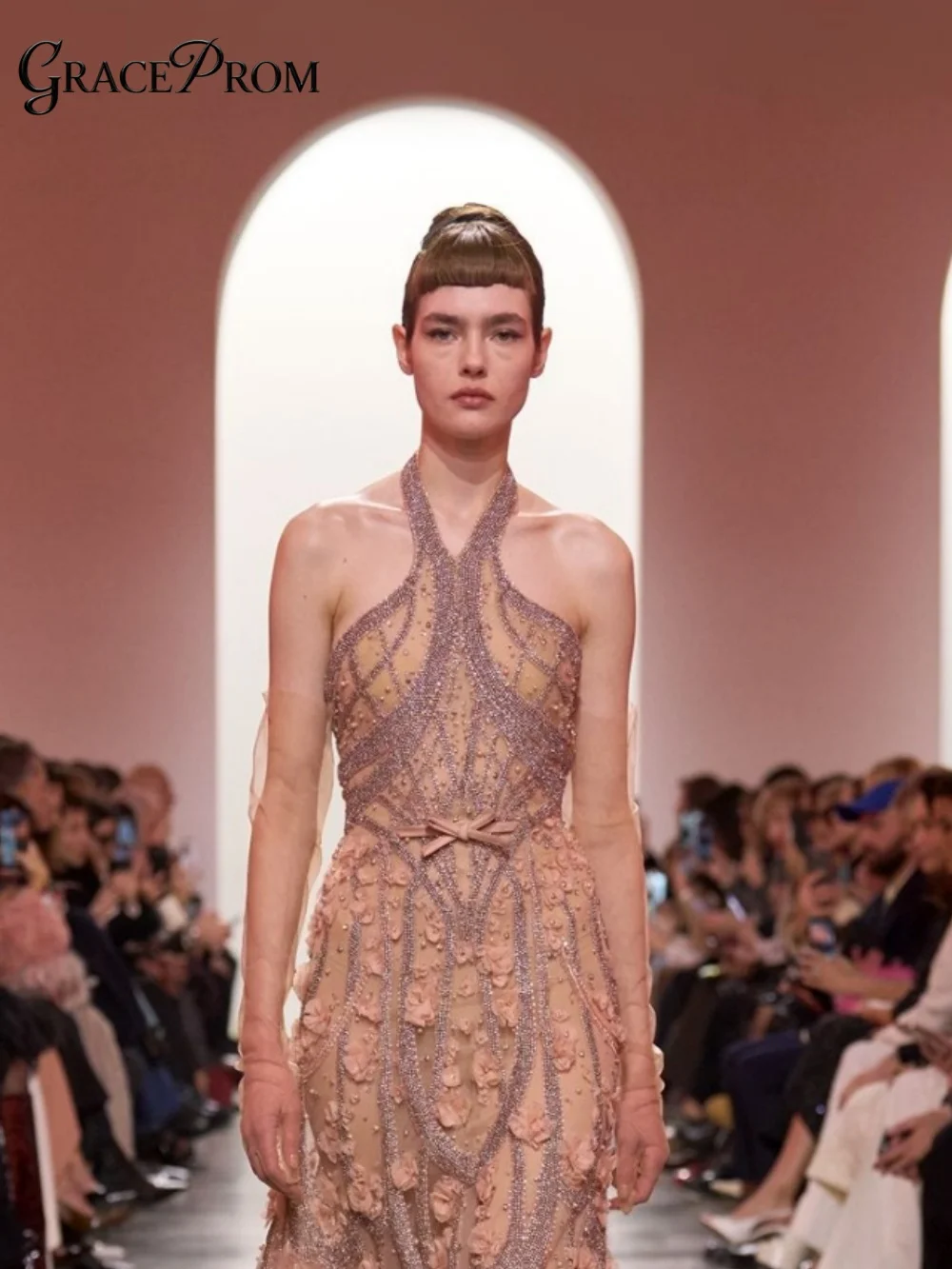 Ethereal Blush Nude Party Dress 2026 Halter Sheer Illusion Bodice Crystal 3D Floral Evening Gown For Wedding Guests فساتين سهرة
Ethereal Blush Nude Party Dress 2026 Halter Sheer Illusion Bodice Crystal 3D Floral Evening Gown For Wedding Guests فساتين سهرة