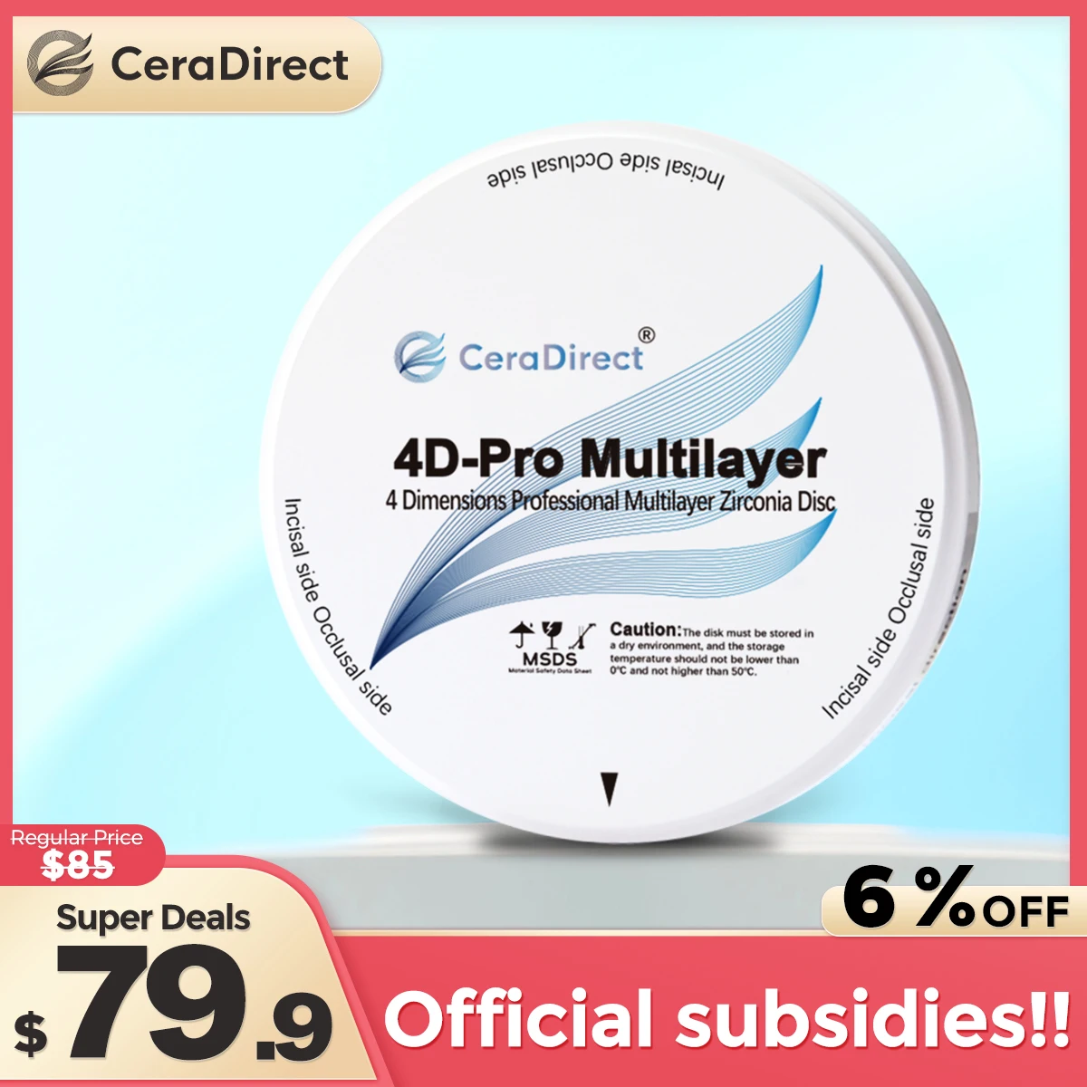 4D-Pro Многослойная быстродействующая многослойная система открытия циркония (98 мм) сверхпрозрачная стоматологическая лаборатория CAD/CAM 
4D-Pro Многослойная быстродействующая многослойная система открытия циркония (98 мм) сверхпрозрачная стоматологическая лаборатория CAD/CAM