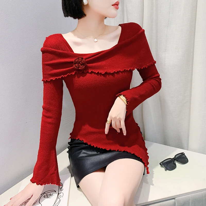 2024 New European Clothes Fall Winter Knitted Sweater Chic Sexy Square Collar Irregular Women Long Sleeves Pullover Tops 41026
2024 New European Clothes Fall Winter Knitted Sweater Chic Sexy Square Collar Irregular Women Long Sleeves Pullover Tops 41026