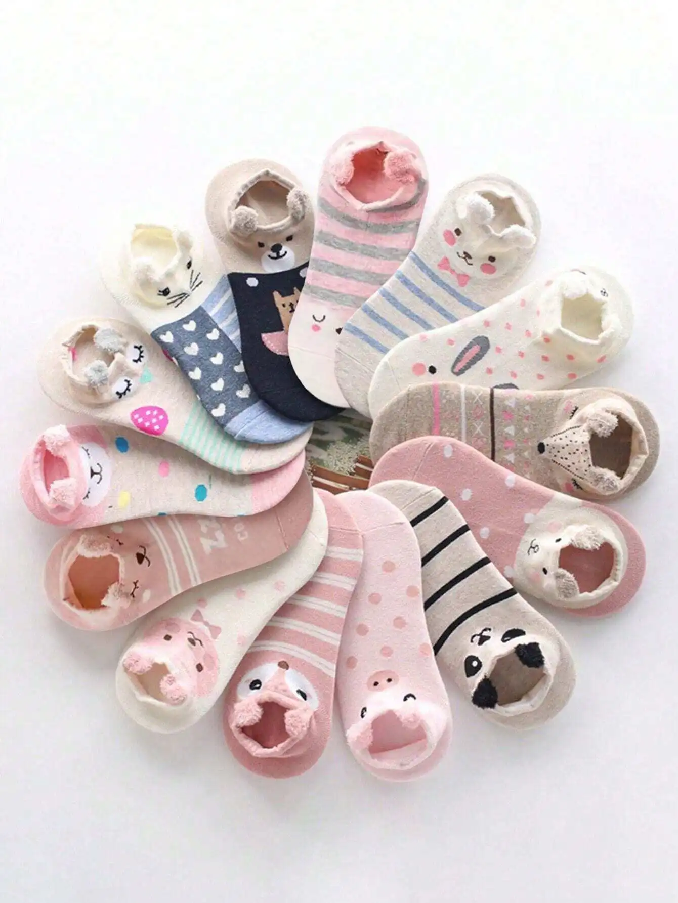 5pairs/Set Women's Random Color Cute 3d Cartoon Animal Printed Low Cut Invisible Boat Socks
5pairs/Set Women's Random Color Cute 3d Cartoon Animal Printed Low Cut Invisible Boat Socks