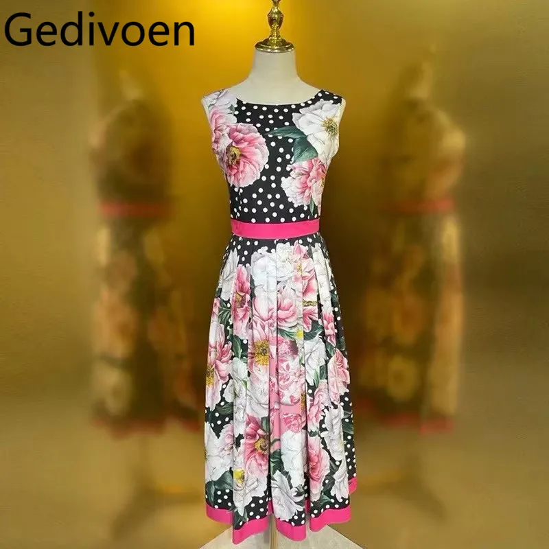 Gedivoen Women's Elegant Cotton Dress Sleeveless High waist Pink Stripe Pleated Splicing Dot Spring Dresses
Gedivoen Women's Elegant Cotton Dress Sleeveless High waist Pink Stripe Pleated Splicing Dot Spring Dresses