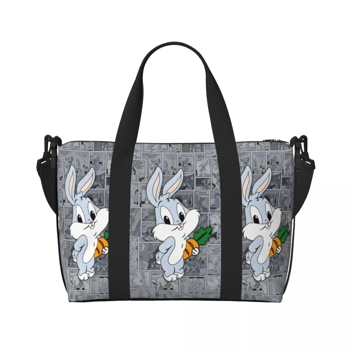 Пляжная большая сумка B-Bugs B-Bunny на заказ для женщин, очень большие дорожные сумки для покупок с рисунком кролика для спортзала 
Пляжная большая сумка B-Bugs B-Bunny на заказ для женщин, очень большие дорожные сумки для покупок с рисунком кролика для спортзала
