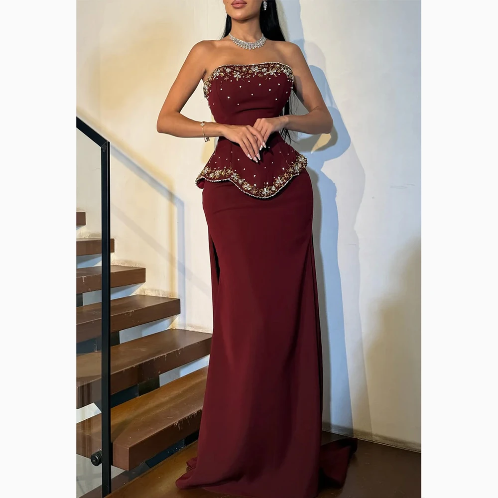 Вечернее платье без бретелек с открытой спиной по индивидуальному заказу, прямое платье без рукавов с кристаллами и жемчугом длиной до пола, вечерние платья для выпускного вечера
Вечернее платье без бретелек с открытой спиной по индивидуальному заказу, прямое платье без рукавов с кристаллами и жемчугом длиной до пола, вечерние платья для выпускного вечера