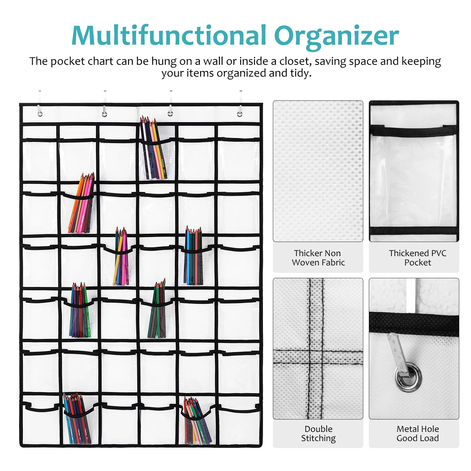 White PVC Label Storage Hanging Bag 36 Pockets Organizer Classroom Wall Pocket Chart Over Door Cell Phone Holder Space Saving
White PVC Label Storage Hanging Bag 36 Pockets Organizer Classroom Wall Pocket Chart Over Door Cell Phone Holder Space Saving