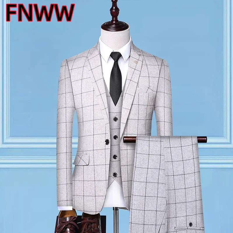 Men's Business Formal Plaid Suit Korean Style Slim Fit Casual Wedding Dress Code Fashionable City Dweller Single Button
Men's Business Formal Plaid Suit Korean Style Slim Fit Casual Wedding Dress Code Fashionable City Dweller Single Button