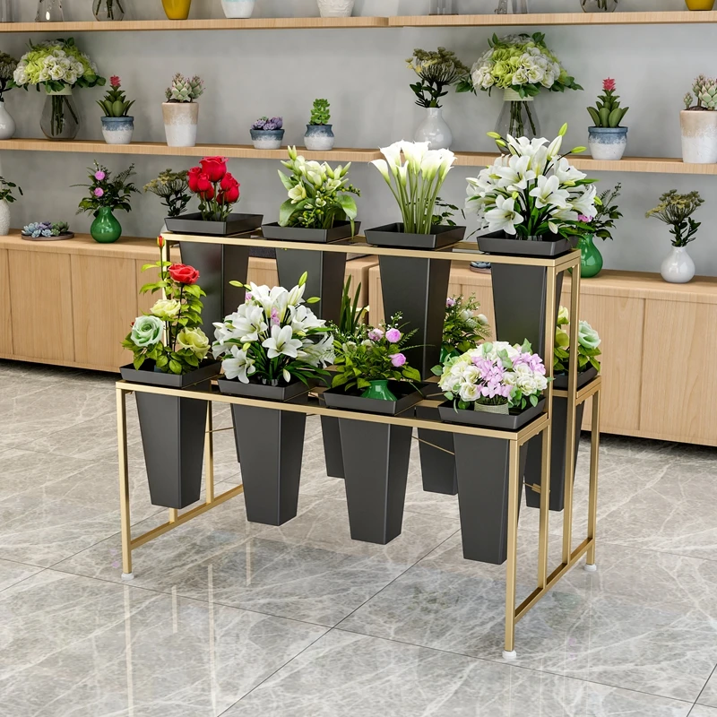Hengyan Nordic gold floor flower stand flower display stand wrought iron multi-layer shelf trapezoidal shelf plastic flower
Hengyan Nordic gold floor flower stand flower display stand wrought iron multi-layer shelf trapezoidal shelf plastic flower