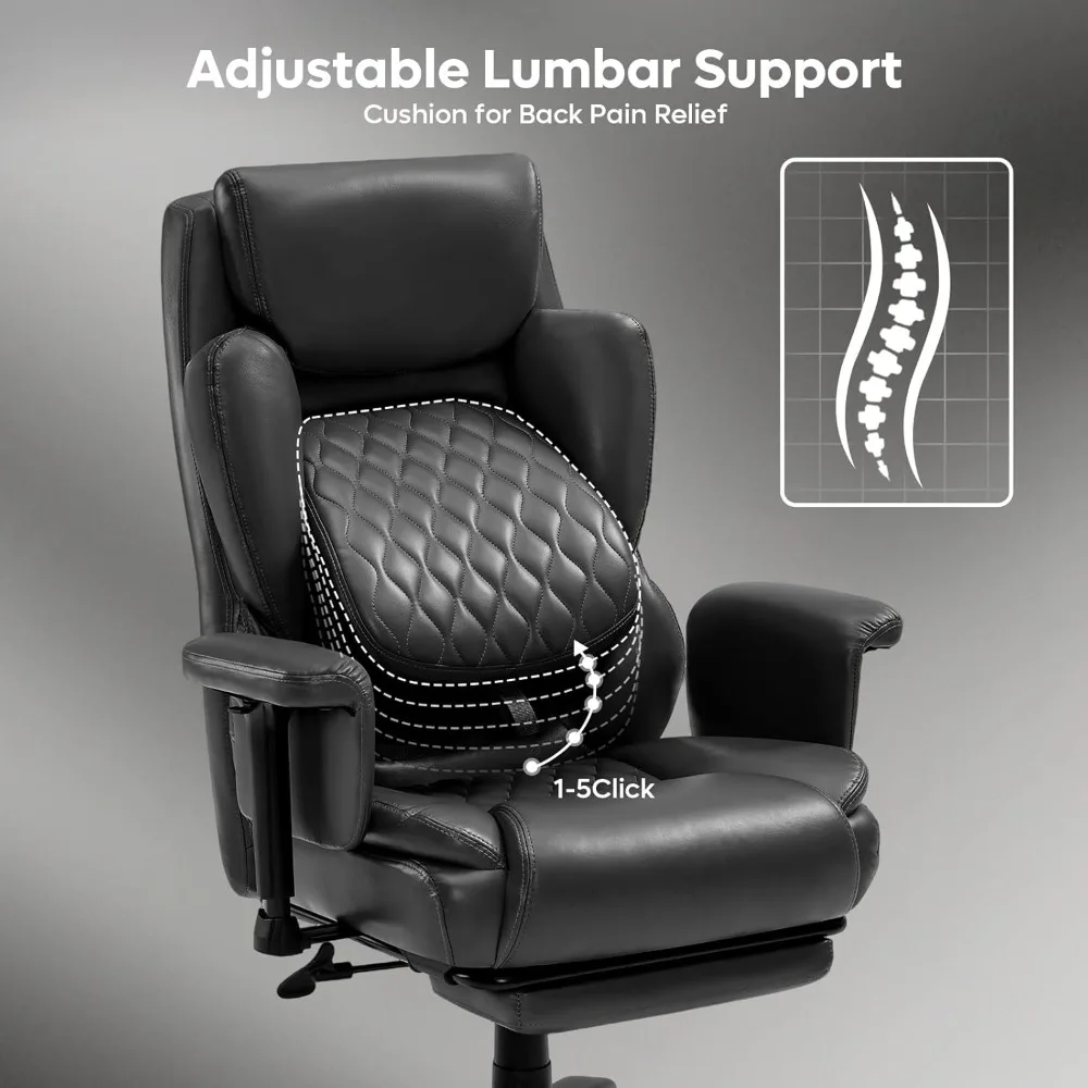 500lbs Executive Office Chair with Adjustable Lumbar Support Cushion for Back Pain, High-Back with Wide Seat and
500lbs Executive Office Chair with Adjustable Lumbar Support Cushion for Back Pain, High-Back with Wide Seat and