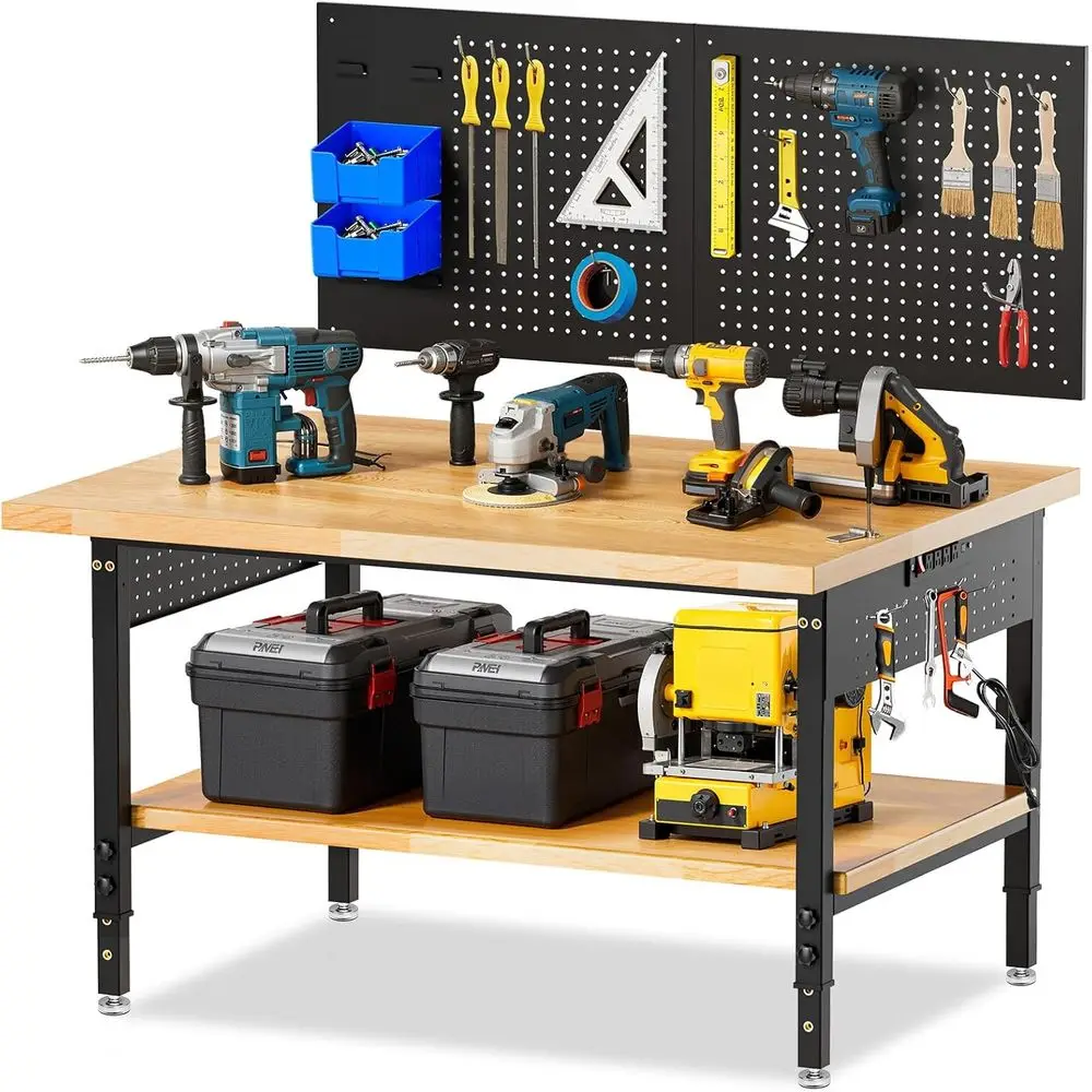 48x24 Heavy-Duty Rubber Wood Workbench with Under-Table Storage for Garage, Workshop, Office, and Home
48x24 Heavy-Duty Rubber Wood Workbench with Under-Table Storage for Garage, Workshop, Office, and Home
