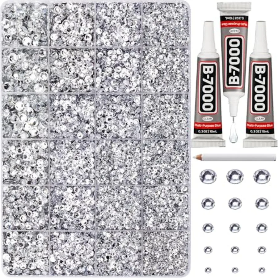 33000Pcs Silver Clear Rhinestones for Bedazzling, Multiple Sizes 2, 3, 4, 5, 6mm Flatback Crystal Bedazzler Kit with B7000 Glue
33000Pcs Silver Clear Rhinestones for Bedazzling, Multiple Sizes 2, 3, 4, 5, 6mm Flatback Crystal Bedazzler Kit with B7000 Glue