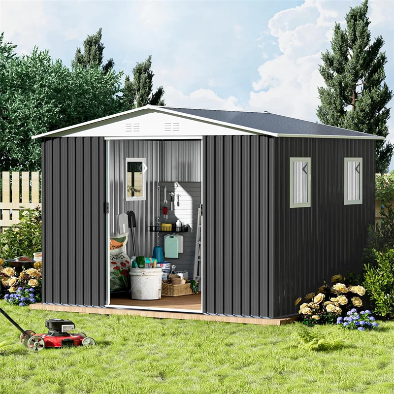 10x8FT Extra Large Apex Shed Galvanized Steel&Aluminum Alloy Frame with Window Outdoor Storage for Garden Storage Workshop/Tools
10x8FT Extra Large Apex Shed Galvanized Steel&Aluminum Alloy Frame with Window Outdoor Storage for Garden Storage Workshop/Tools