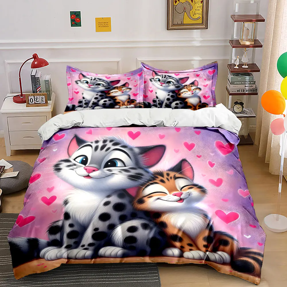 Two adorable spotted cats with hearts Pattern Duvet Cover Set Digital Print Colorful Polyester Bedding with Zipper Closur
Two adorable spotted cats with hearts Pattern Duvet Cover Set Digital Print Colorful Polyester Bedding with Zipper Closur