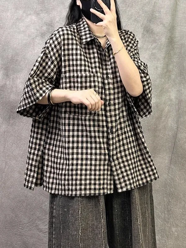 Повседневный хлопково-льняной клетчатый кардиган большого размера, женский летний открытый кардиган с откидным воротником Five Sve, художественный ...
Повседневный хлопково-льняной клетчатый кардиган большого размера, женский летний открытый кардиган с откидным воротником Five Sve, художественный ...