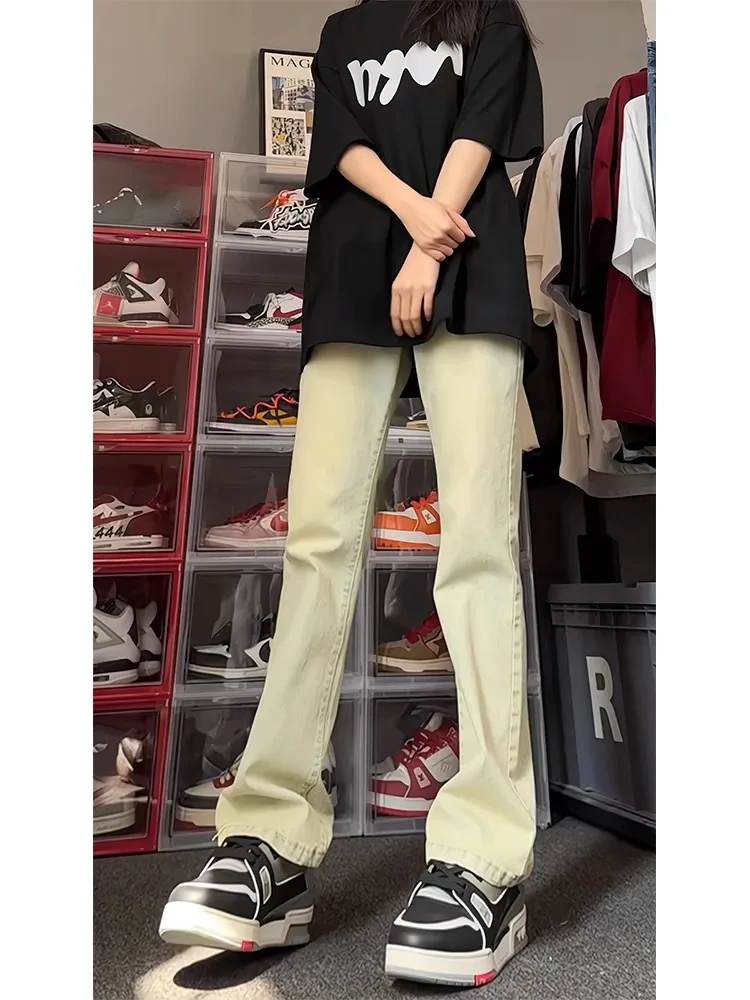 Женские джинсовые джинсы на подкладке Cleanfit желтого цвета грязи, прямые брюки, облегающие брюки с высокой талией, американская повседневная одежда
Женские джинсовые джинсы на подкладке Cleanfit желтого цвета грязи, прямые брюки, облегающие брюки с высокой талией, американская повседневная одежда