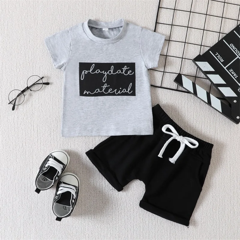 Baby Boys Shorts Set Short Sleeve Letters Print T-shirt with Elastic Waist Shorts Summer Outfit
Baby Boys Shorts Set Short Sleeve Letters Print T-shirt with Elastic Waist Shorts Summer Outfit