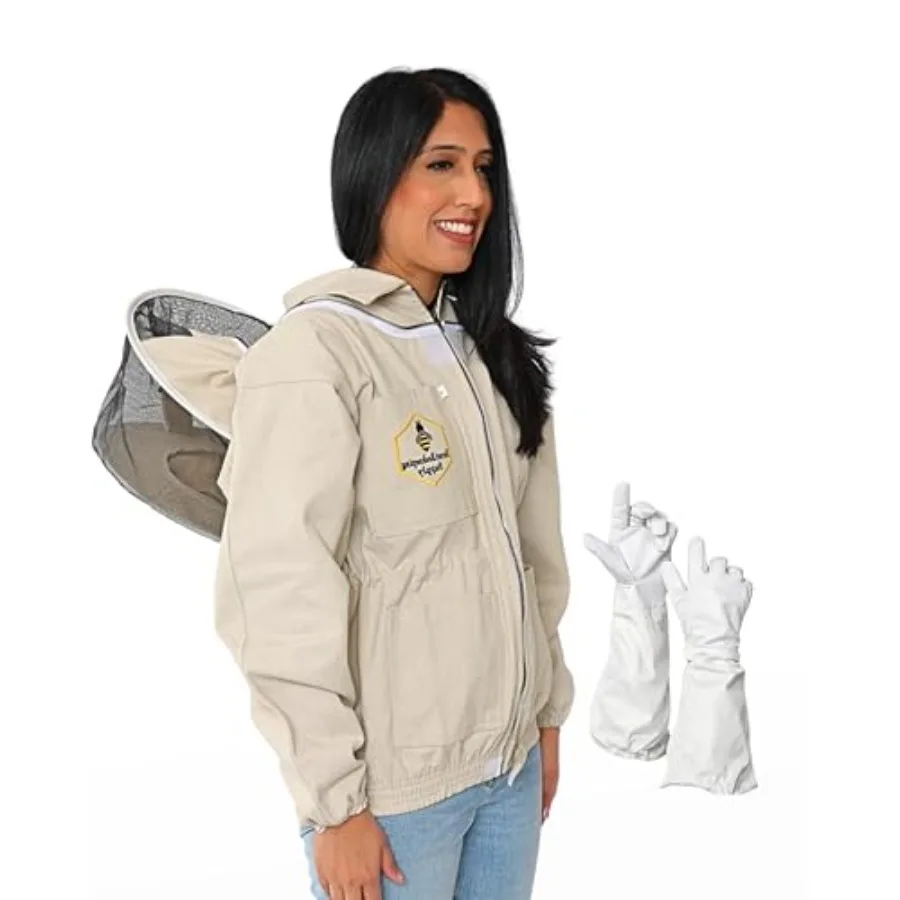 Beekeeping Jacket with Round Veil and Gloves Natural Canvas Bee Jacket with Durable YKK Brass Zippers for Professional and Hobb
Beekeeping Jacket with Round Veil and Gloves Natural Canvas Bee Jacket with Durable YKK Brass Zippers for Professional and Hobb