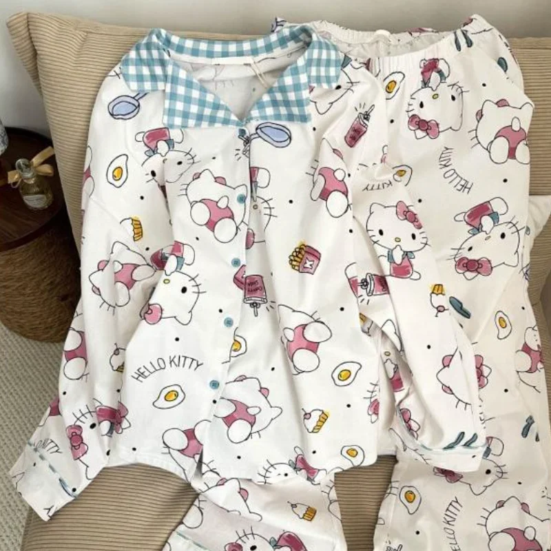 Пижамный комплект Sanrio Hello Kitty, женская домашняя одежда с героями мультфильмов, милая одежда в японском стиле, весенне-осенняя новая модная ночная одежда с длинными рукавами
Пижамный комплект Sanrio Hello Kitty, женская домашняя одежда с героями мультфильмов, милая одежда в японском стиле, весенне-осенняя новая модная ночная одежда с длинными рукавами