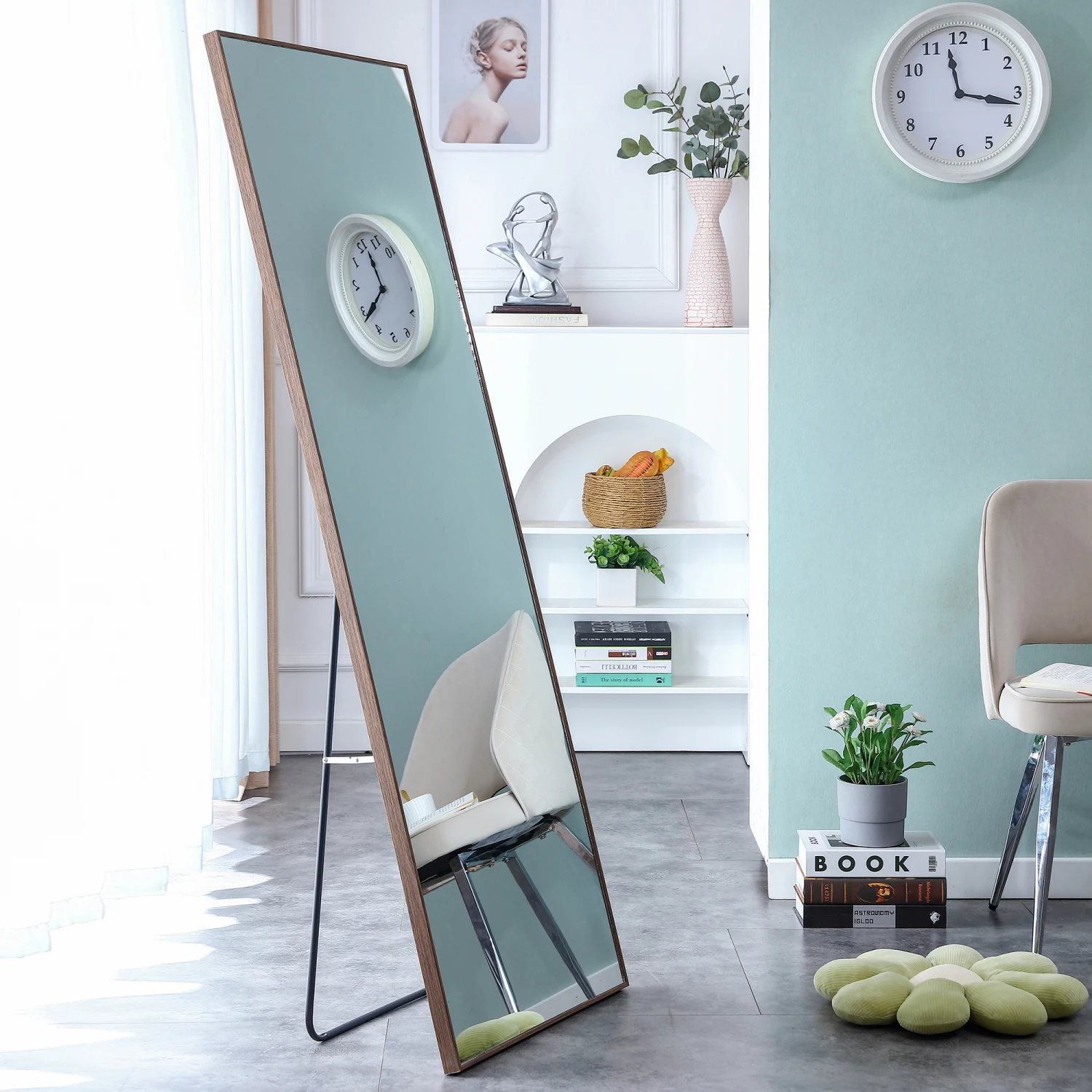 Solid Wood Full-length Mirror, Bedroom Decor Dressing Mirror, Floor/Wall Mounted, 63"x19"
Solid Wood Full-length Mirror, Bedroom Decor Dressing Mirror, Floor/Wall Mounted, 63"x19"