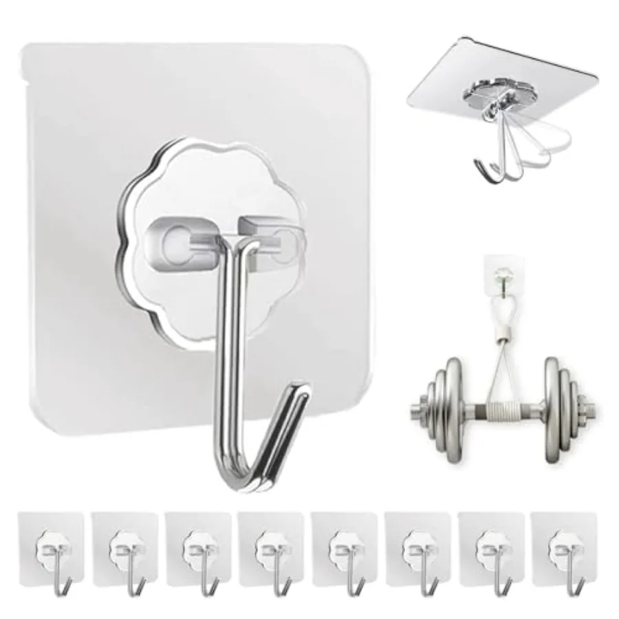 Adhesive Wall Hooks for Hanging Heavy Duty 50 lbs Large Hooks for Walls No Damage, Towel Sticky Clear Hook, Waterproof, Home, B
Adhesive Wall Hooks for Hanging Heavy Duty 50 lbs Large Hooks for Walls No Damage, Towel Sticky Clear Hook, Waterproof, Home, B