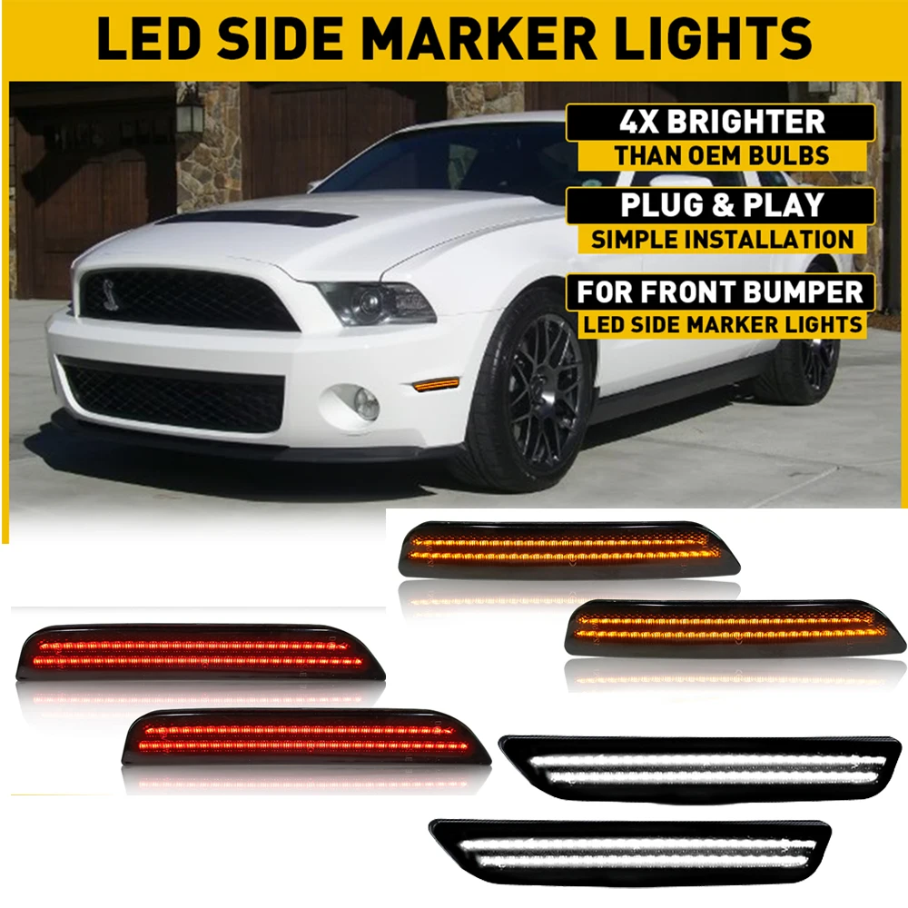 2Pcs Smoked LED Bumper Side Marker Light For Ford Mustang 2010 2011 2012 2013 2014 Base GT Shelby GT500 Boss 302 Car Accessories
2Pcs Smoked LED Bumper Side Marker Light For Ford Mustang 2010 2011 2012 2013 2014 Base GT Shelby GT500 Boss 302 Car Accessories