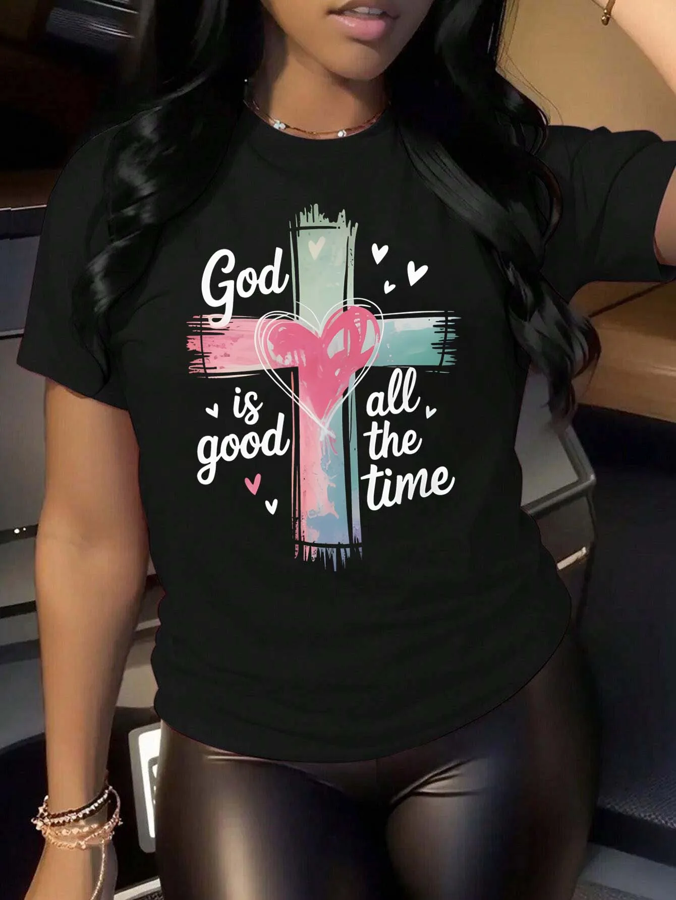 Модная футболка больших размеров God Is Good All The Time с крестообразным узором в стиле Faith
Модная футболка больших размеров God Is Good All The Time с крестообразным узором в стиле Faith