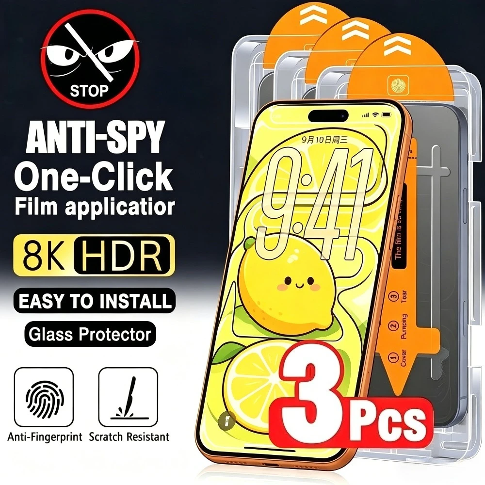 3Pcs Anti Spy Tempered Glass for iPhone 17 16 Pro Max Air 15 14 Pro 17e 16 15 Plus 13 12 11 Pro Dust Free Installation Protector
3Pcs Anti Spy Tempered Glass for iPhone 17 16 Pro Max Air 15 14 Pro 17e 16 15 Plus 13 12 11 Pro Dust Free Installation Protector