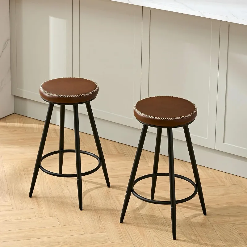 Bar Stools Set of 2, Swivel Backless 24" Counter Height Bar Stools for Kitchen Island, Faux Leather Counter Stools
Bar Stools Set of 2, Swivel Backless 24" Counter Height Bar Stools for Kitchen Island, Faux Leather Counter Stools