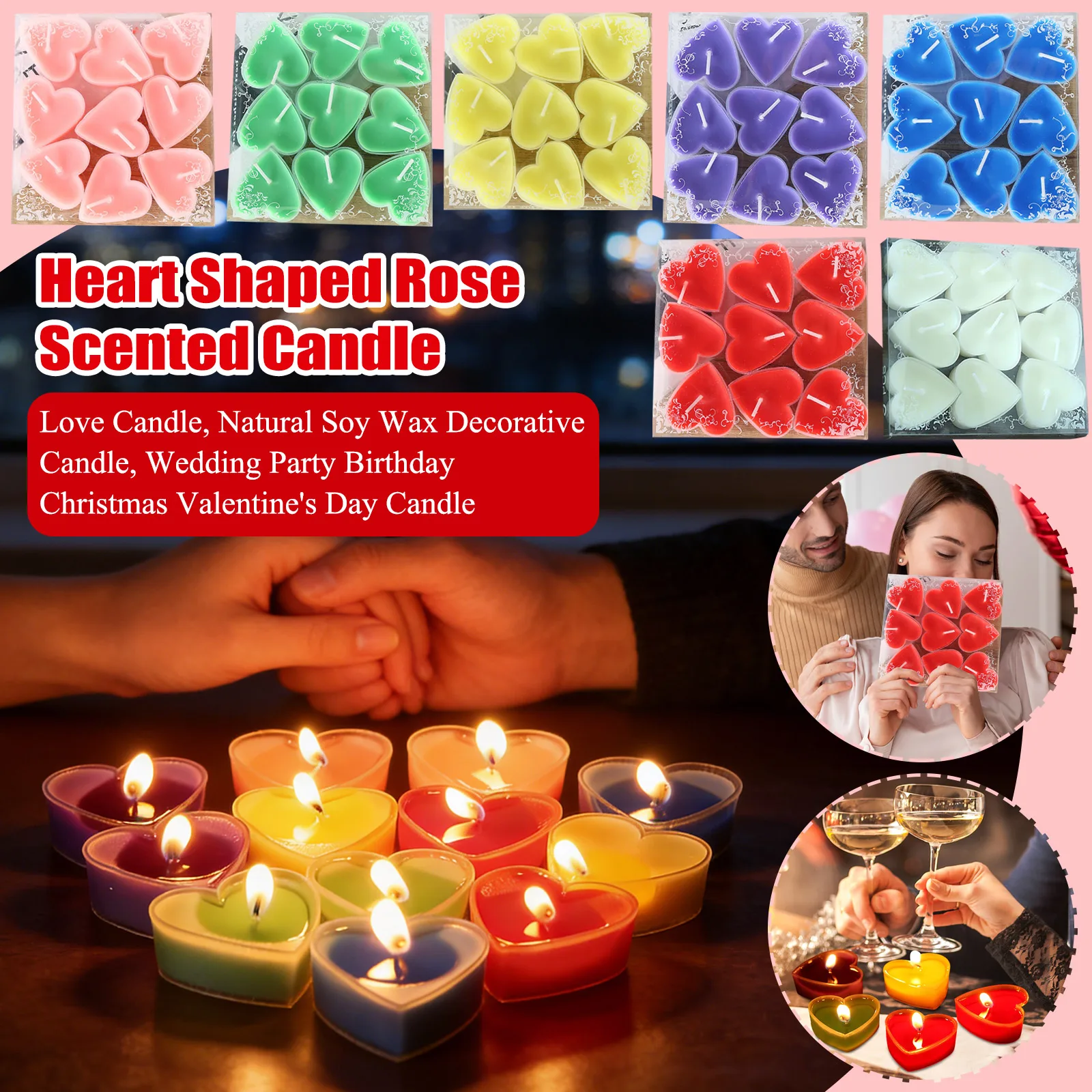 Heart Shaped Rose Scented Candle Natural Soy Wax Decorative Candle Wedding Party Birthday Christmas Valentine's Day Layout Props
Heart Shaped Rose Scented Candle Natural Soy Wax Decorative Candle Wedding Party Birthday Christmas Valentine's Day Layout Props