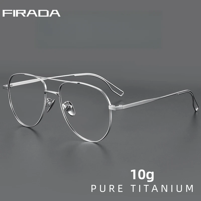 FIRADA New Fashionable Comfortable Pilot Glasses Retro Double Beam Pure Titanium Prescription Eyewear Frames For Men 061-C
FIRADA New Fashionable Comfortable Pilot Glasses Retro Double Beam Pure Titanium Prescription Eyewear Frames For Men 061-C
