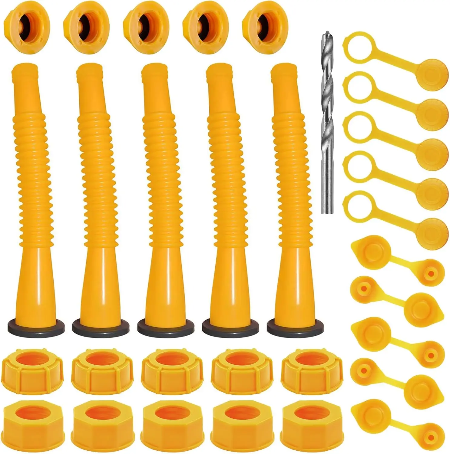 Gas Can Spout Replacement Kit, 5 Pack Nozzle with Gaskets for 1-10 Gallon Cans, Anti-Overflow Design, Ready to Use
Gas Can Spout Replacement Kit, 5 Pack Nozzle with Gaskets for 1-10 Gallon Cans, Anti-Overflow Design, Ready to Use