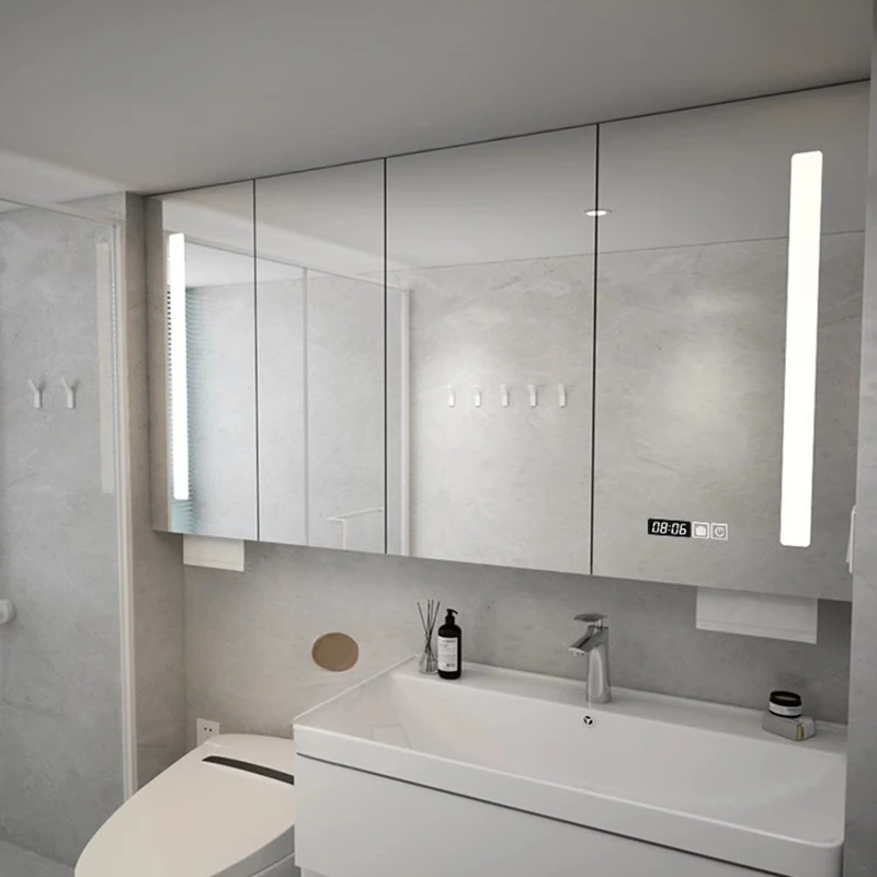 Nordic Stainless Steel Bathroom Mirror Cabinet Wall-mounted Storage Smart with Paper Extraction Holes Bathroom Furniture FYBC
Nordic Stainless Steel Bathroom Mirror Cabinet Wall-mounted Storage Smart with Paper Extraction Holes Bathroom Furniture FYBC