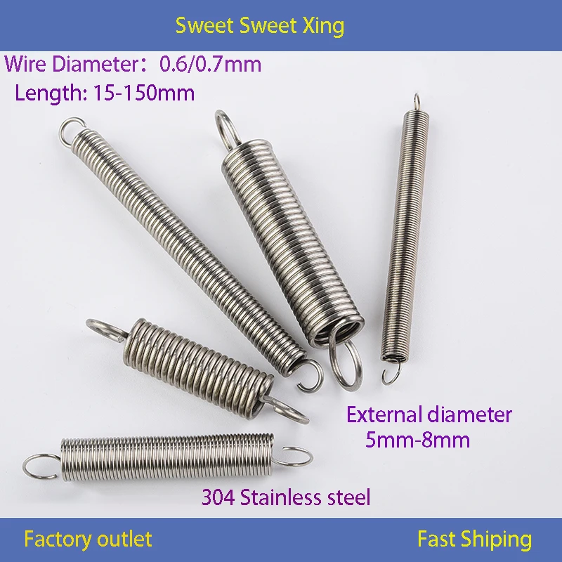 Cylindrical Hook Spiral Tensile Spring 304 Stainless Steel Wire Diameter 0.6mm 0.7mm
Cylindrical Hook Spiral Tensile Spring 304 Stainless Steel Wire Diameter 0.6mm 0.7mm
