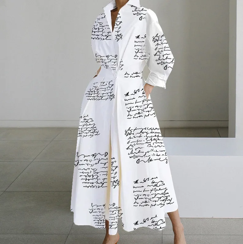 Commuter Elegant Upper And Lower Collar Shirt Dress For Women Fashion Long Sleeve Printed Button Mid Waist Party Dress
Commuter Elegant Upper And Lower Collar Shirt Dress For Women Fashion Long Sleeve Printed Button Mid Waist Party Dress