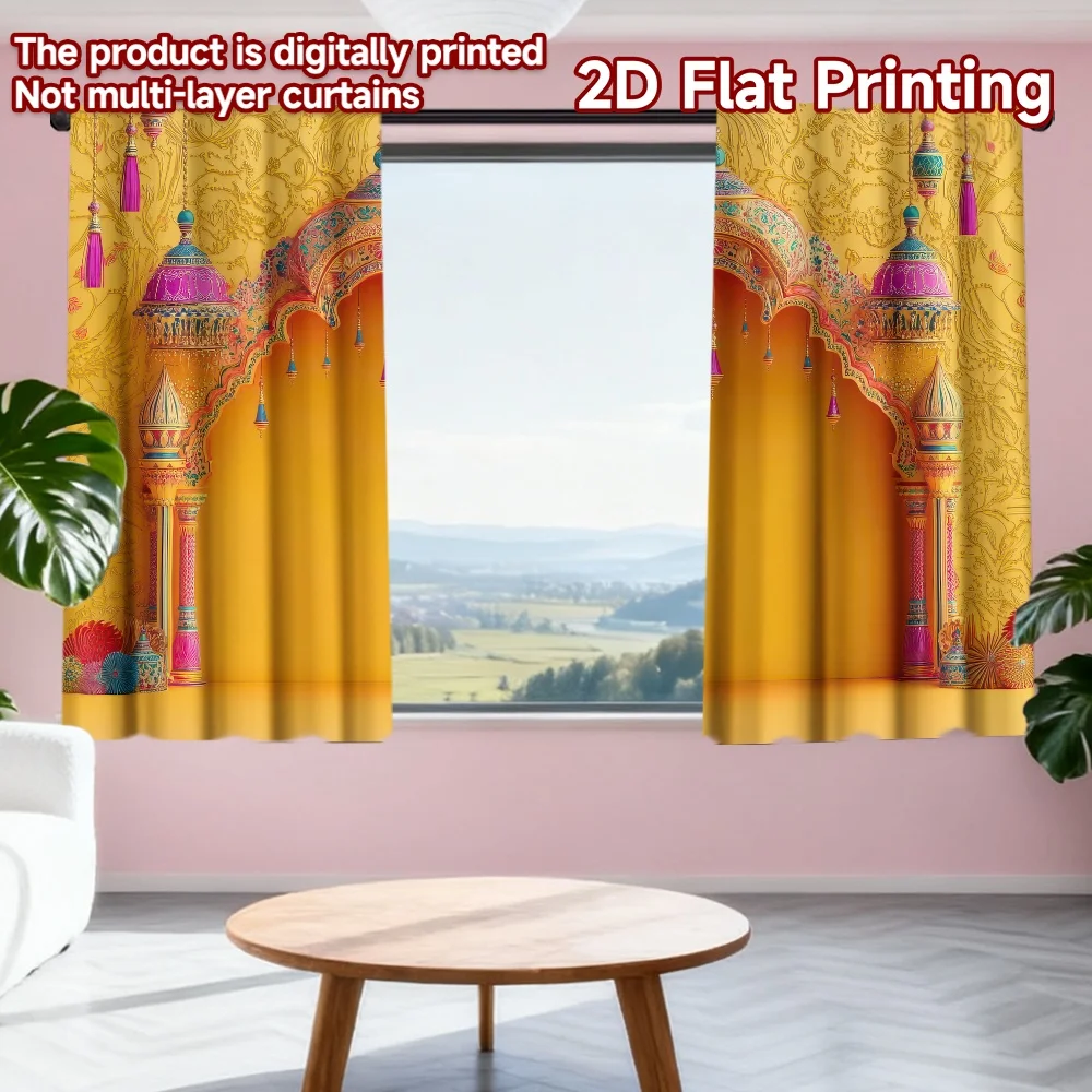 2D flat printing 2pcs Curtains Diwali Vibrant Archway Digital Printed Polyester Drapes Birthday Party Use for Booths Studio
2D flat printing 2pcs Curtains Diwali Vibrant Archway Digital Printed Polyester Drapes Birthday Party Use for Booths Studio