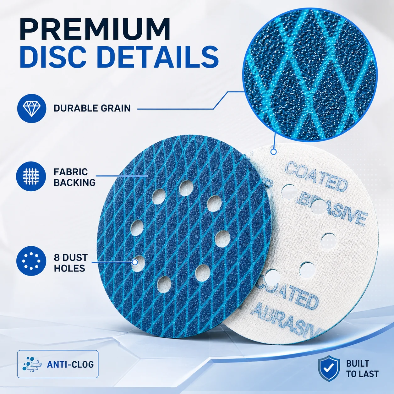Heavy Duty Anti Tear Blue Aluminum Oxide 5 Inch 8 Hole Sanding Discs 30 Pcs Hook Loop Sandpaper for Wood Metal Long Lasting
Heavy Duty Anti Tear Blue Aluminum Oxide 5 Inch 8 Hole Sanding Discs 30 Pcs Hook Loop Sandpaper for Wood Metal Long Lasting
